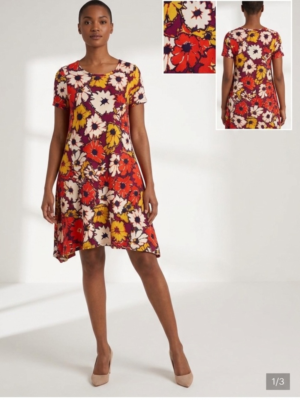 LuLaRoe Carly Short Sleeve Mini Dress in Red, Yellow, White, Purple